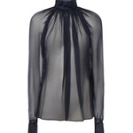 Camicetta a collo alto in mussola di seta 810153 Y065W4900 SAINT LAURENT 