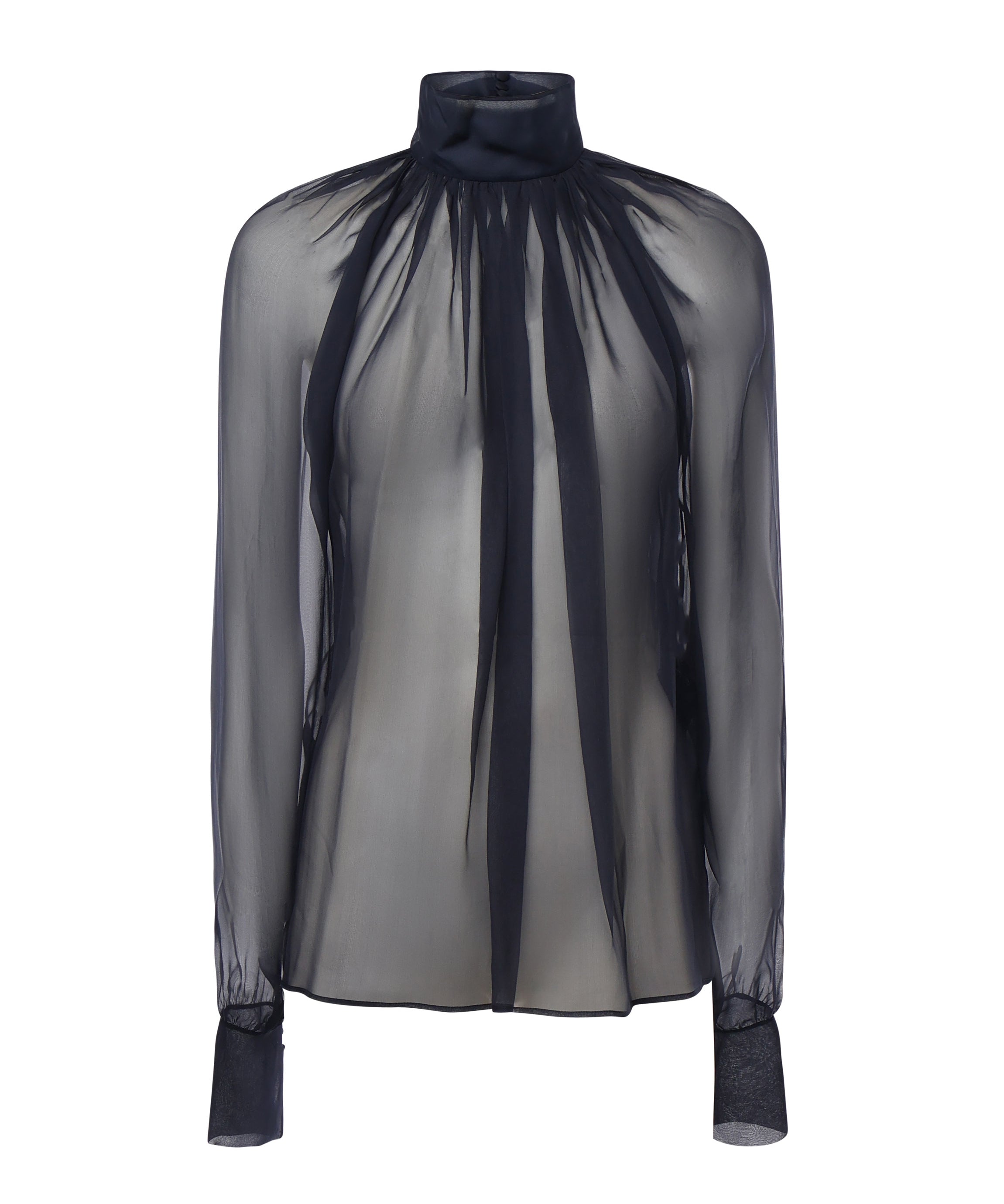 Camicetta a collo alto in mussola di seta 810153 Y065W4900 SAINT LAURENT 