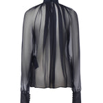 Camicetta a collo alto in mussola di seta 810153 Y065W4900 SAINT LAURENT 