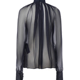 Camicetta a collo alto in mussola di seta 810153 Y065W4900 SAINT LAURENT 
