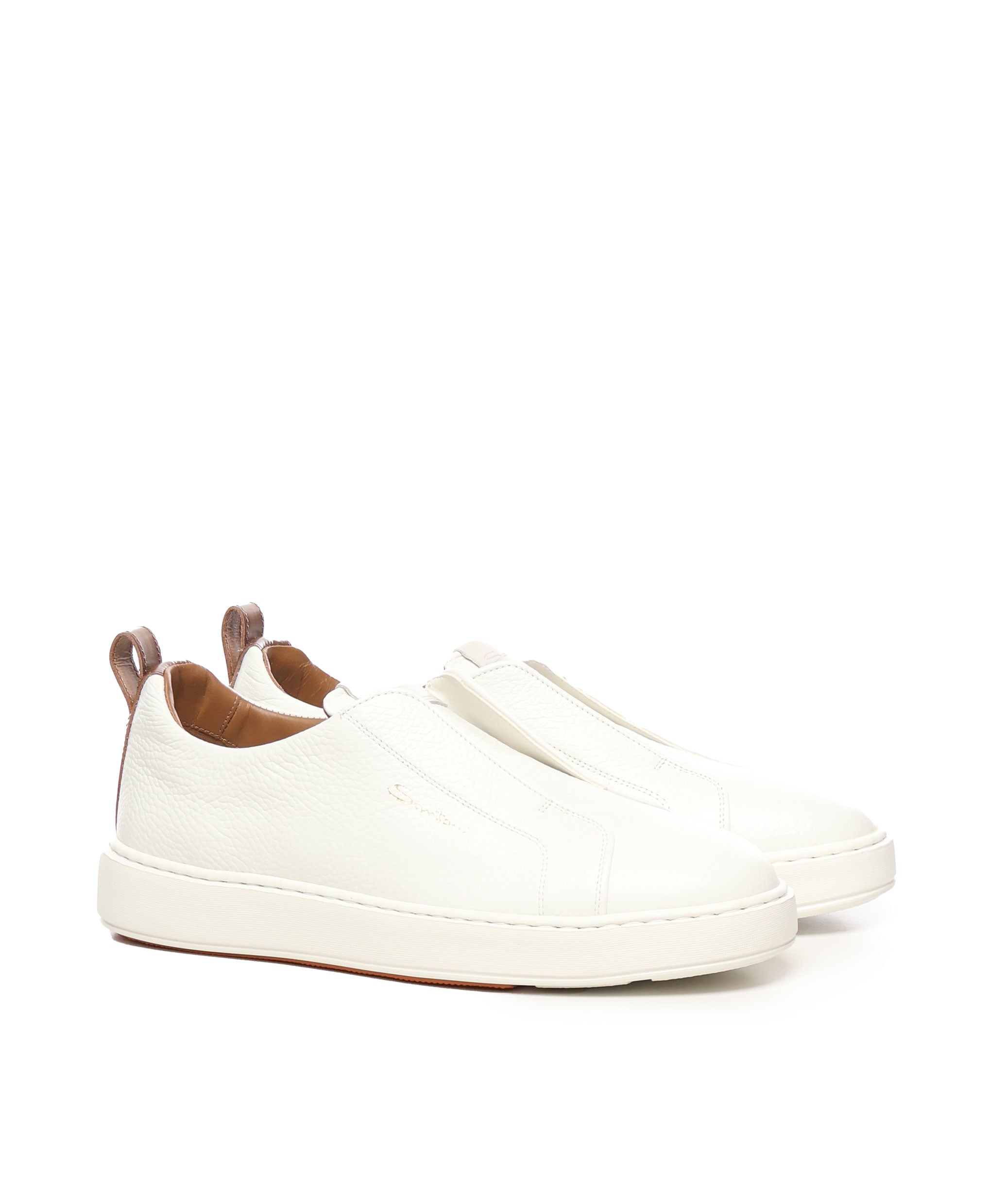 Sneakers slip-on in pelle MBCD21959BARS CBEI50WHITE SANTONI 