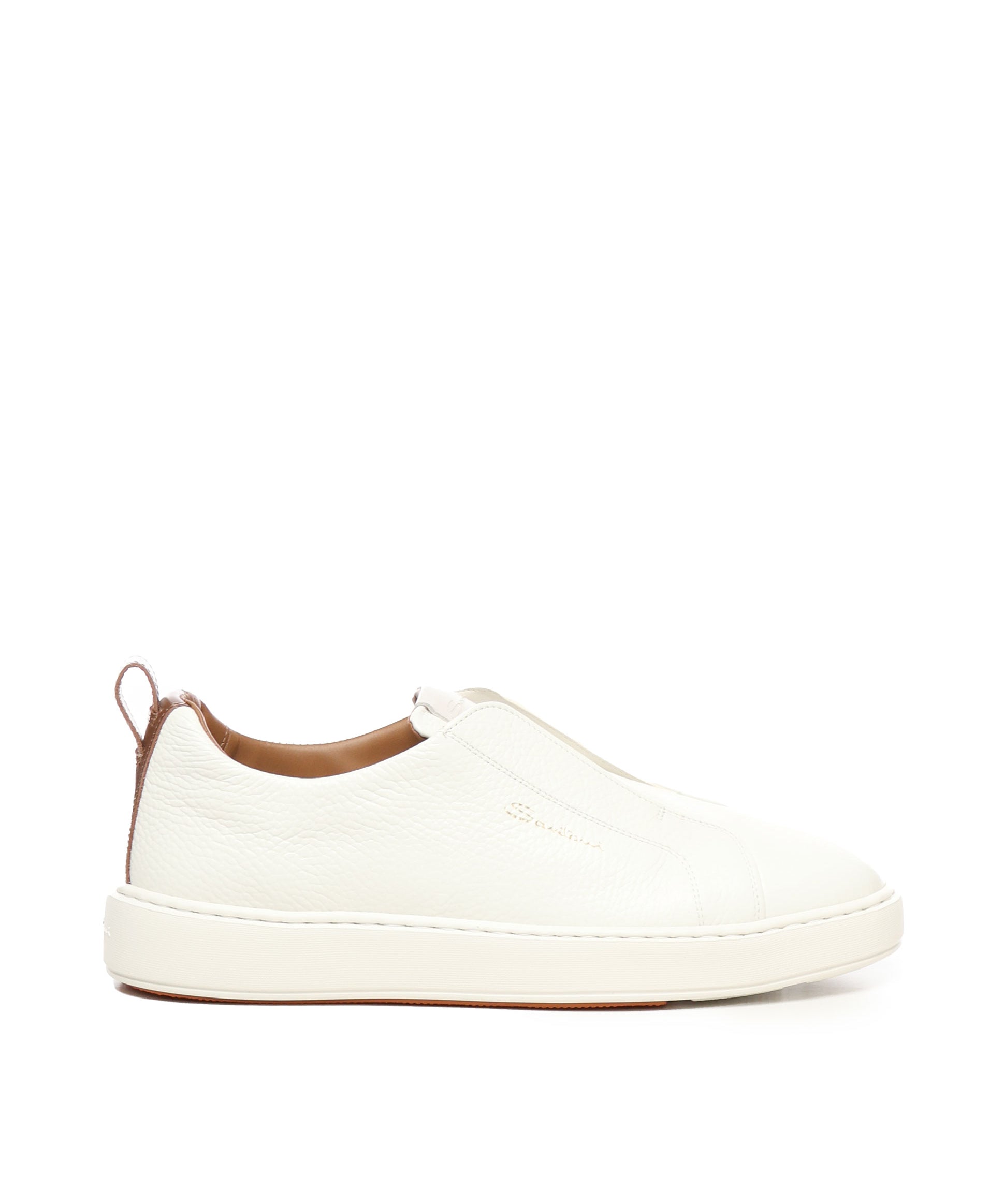 Sneakers slip-on in pelle MBCD21959BARS CBEI50WHITE SANTONI 