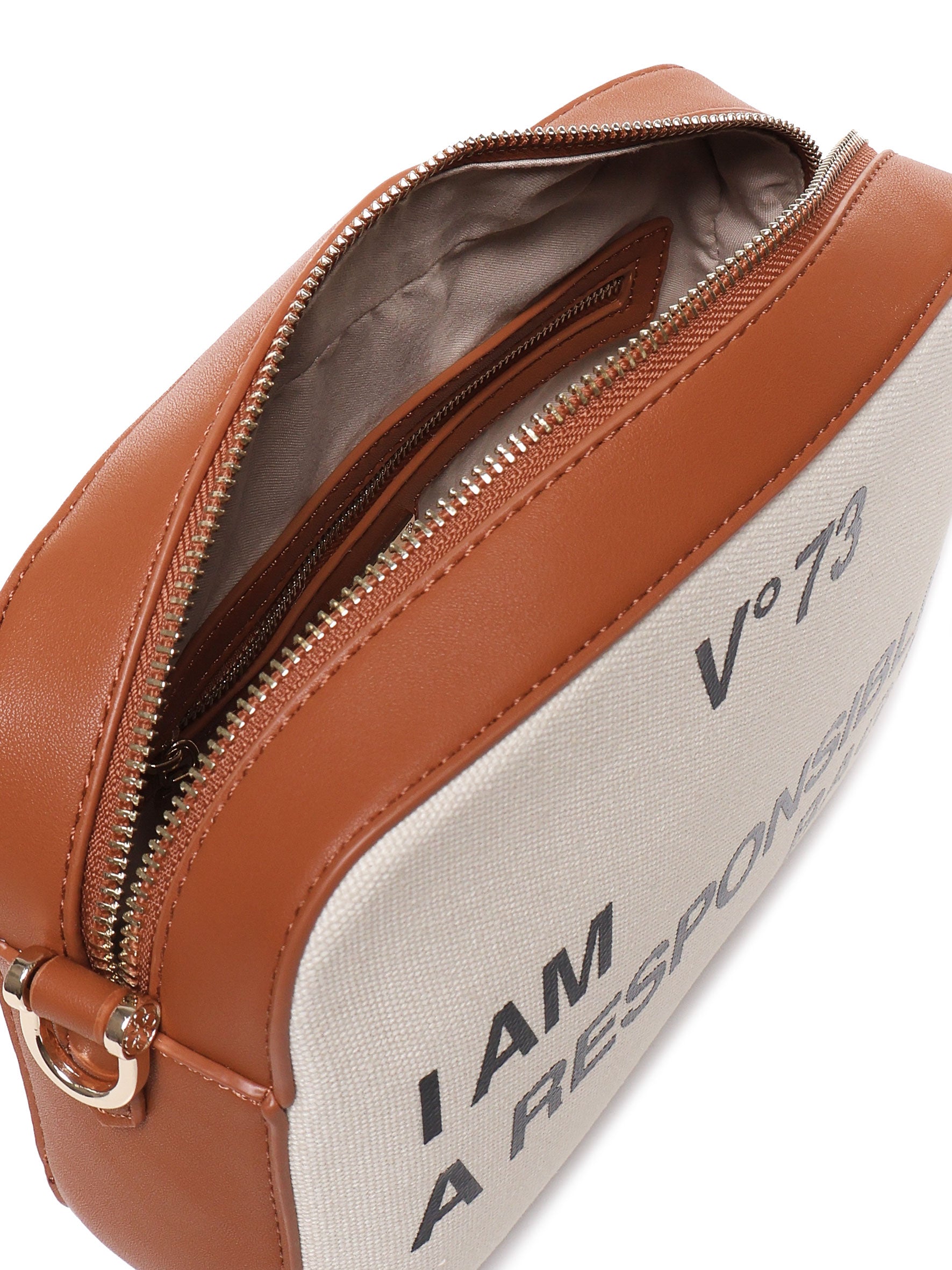 Borsa a spalla Responsability in cotone 73BS6AF04 RESPONSIBILITY BISNATURALE/CUOIO V° 73 