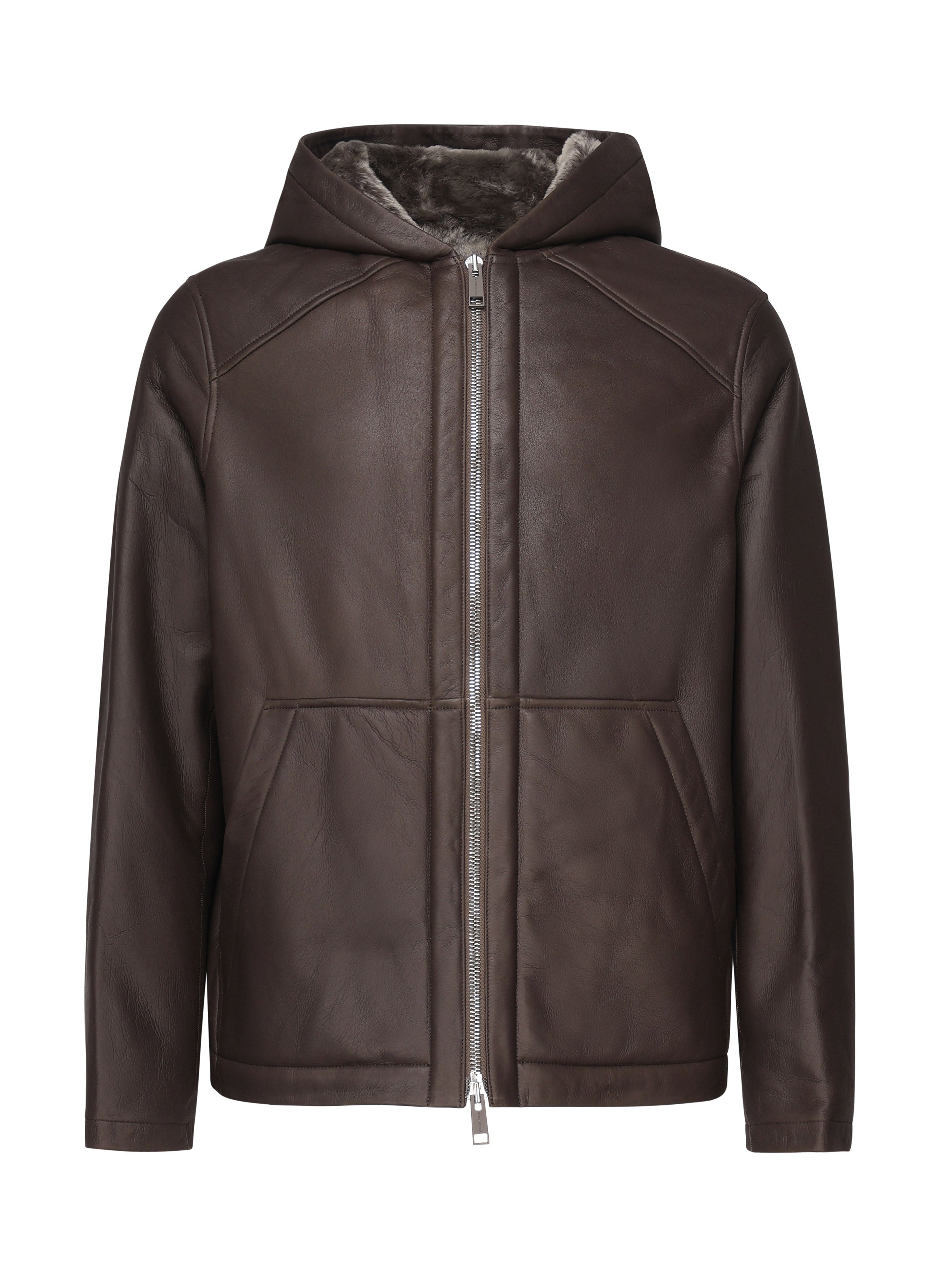 Giacca in pelle con cappuccio 25WHV60470M SISA9112 YVES SALOMON 