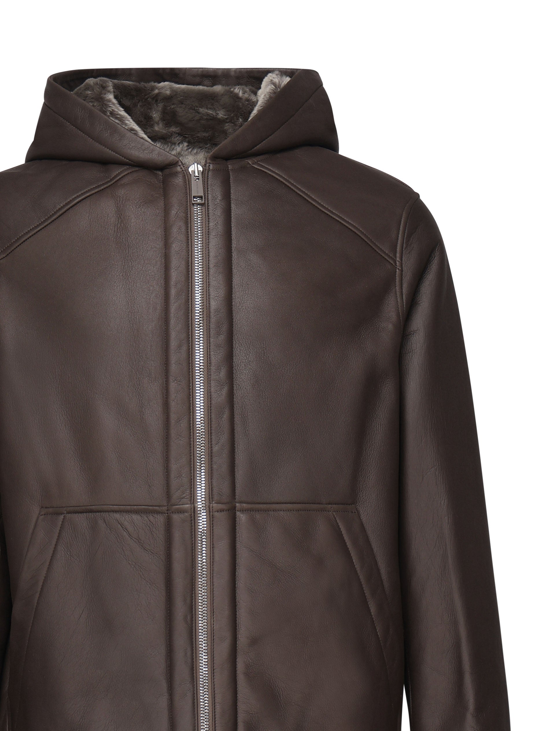 Giacca in pelle con cappuccio 25WHV60470M SISA9112 YVES SALOMON 