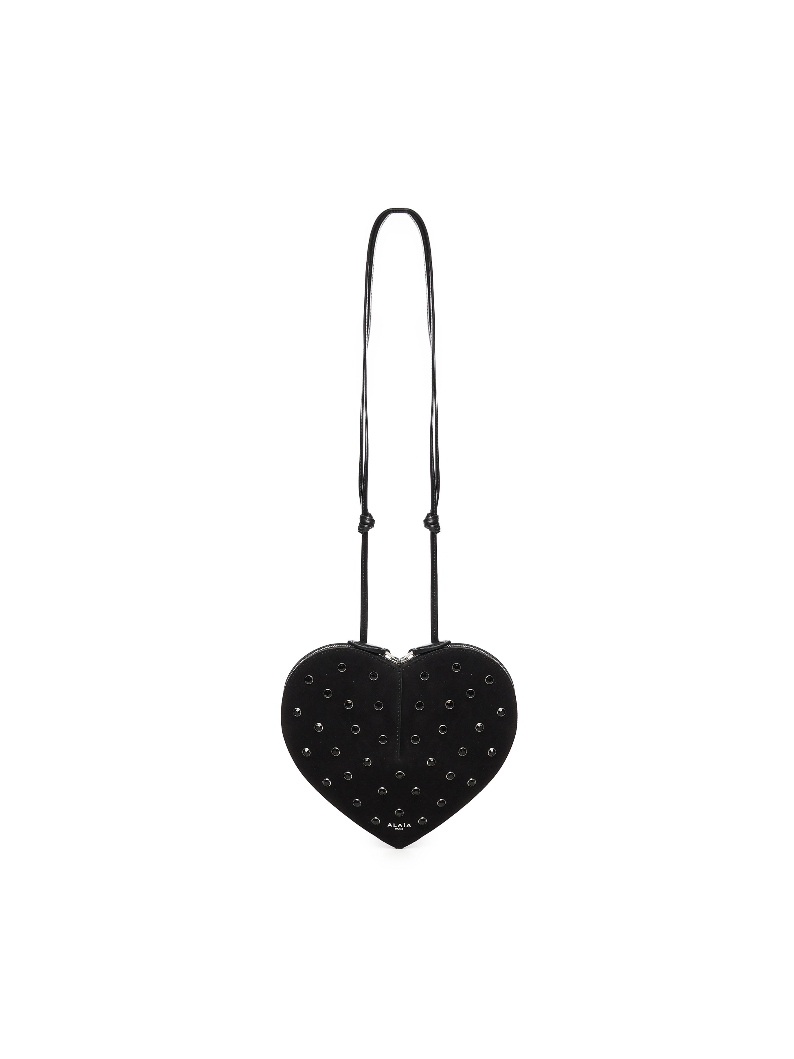Borsa Le Cœur in pelle di capra scamosciata con strass AA1P003CA286 999 ALAIA 