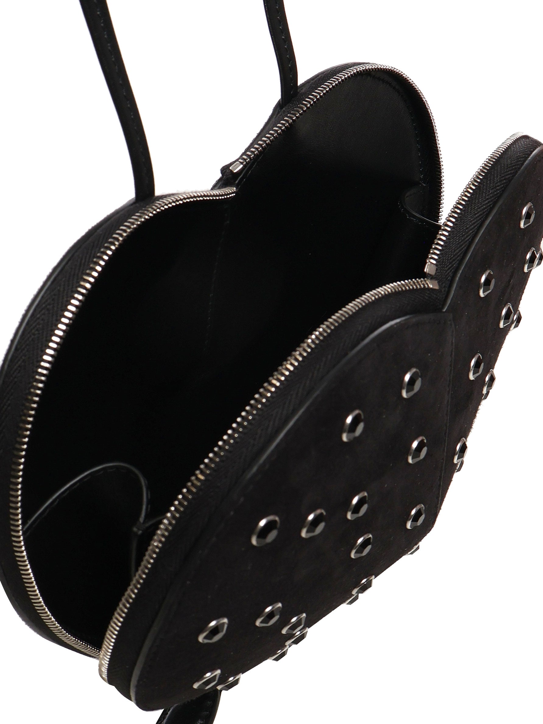Borsa Le Cœur in pelle di capra scamosciata con strass AA1P003CA286 999 ALAIA 
