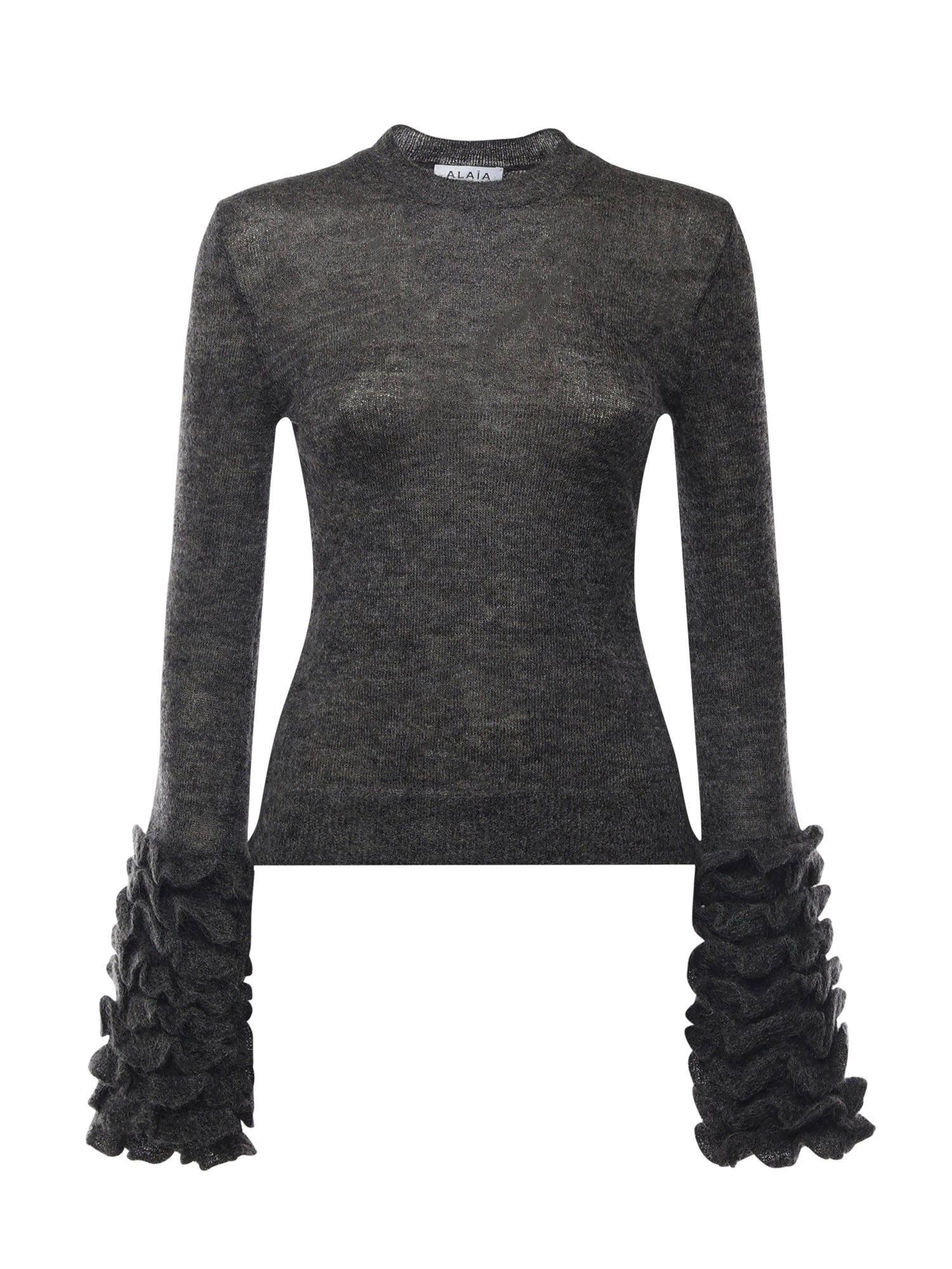 Pullover in misto mohair con ruches AA9G0076K101B 821 ALAIA 