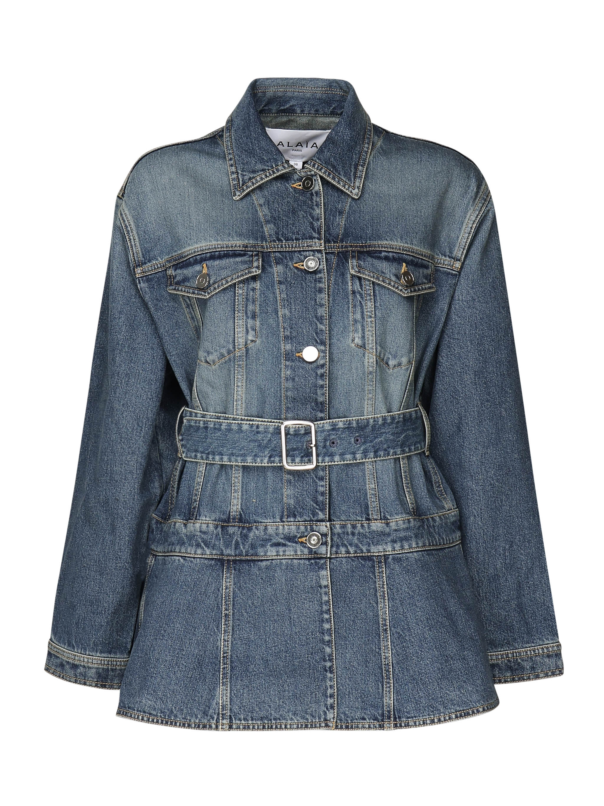 Giacca in denim con baschina<BR/> AA9V0422T536A 525 ALAIA 