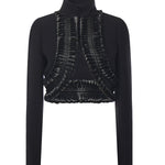 Giacca cropped rifinita in lana AA9V1166T582B 995 ALAIA 