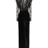Abito in velluto e pizzo FABX4120F2603 0900 ALESSANDRA RICH 