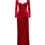 Abito maxi drappeggiato in jersey di velluto 850642 TCV146105 BALENCIAGA 