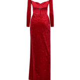 Abito maxi drappeggiato in jersey di velluto 850642 TCV146105 BALENCIAGA 