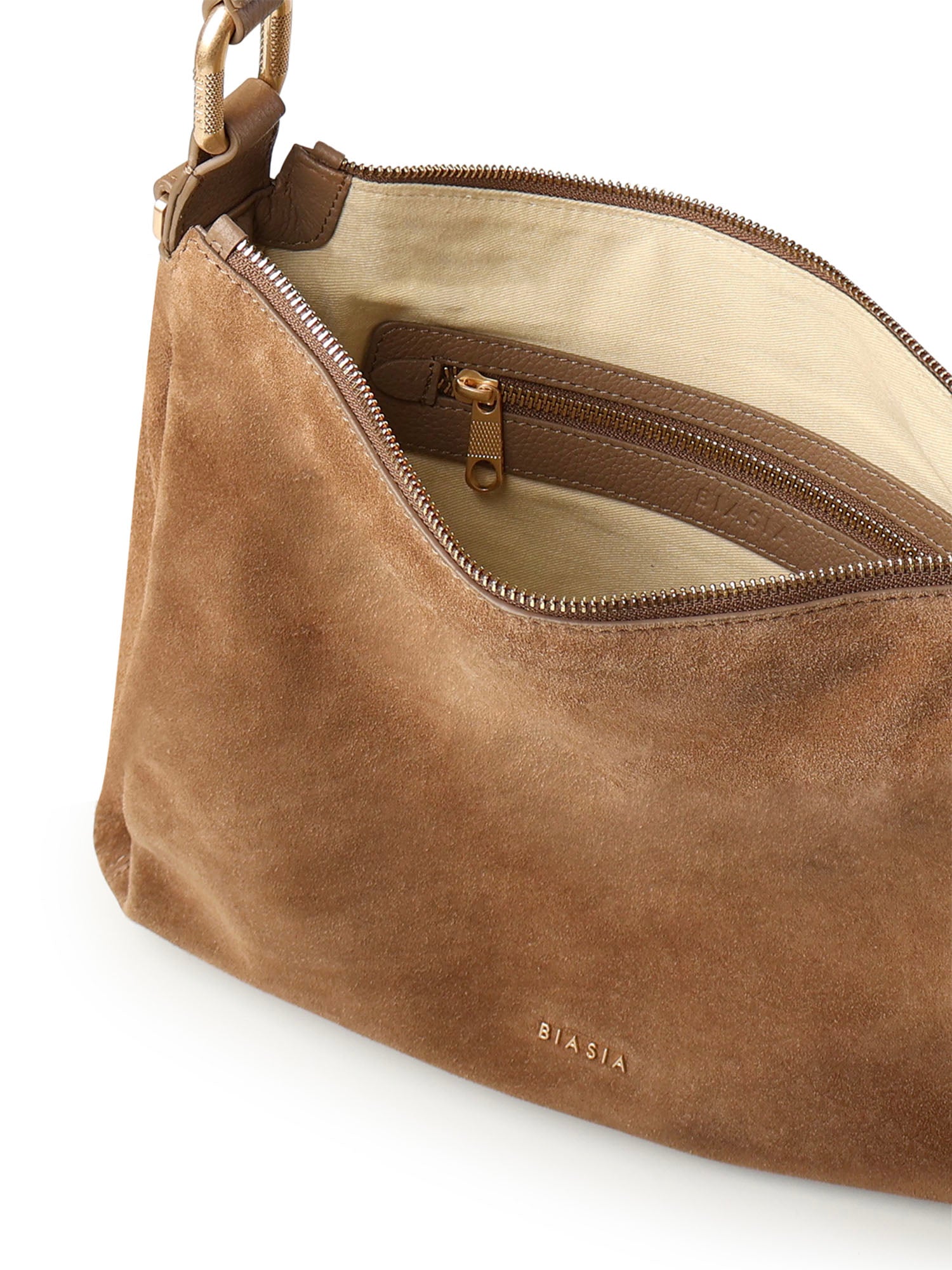 Borsa a spalla in camoscio BIBP9DP02C TAUPE BIASIA 
