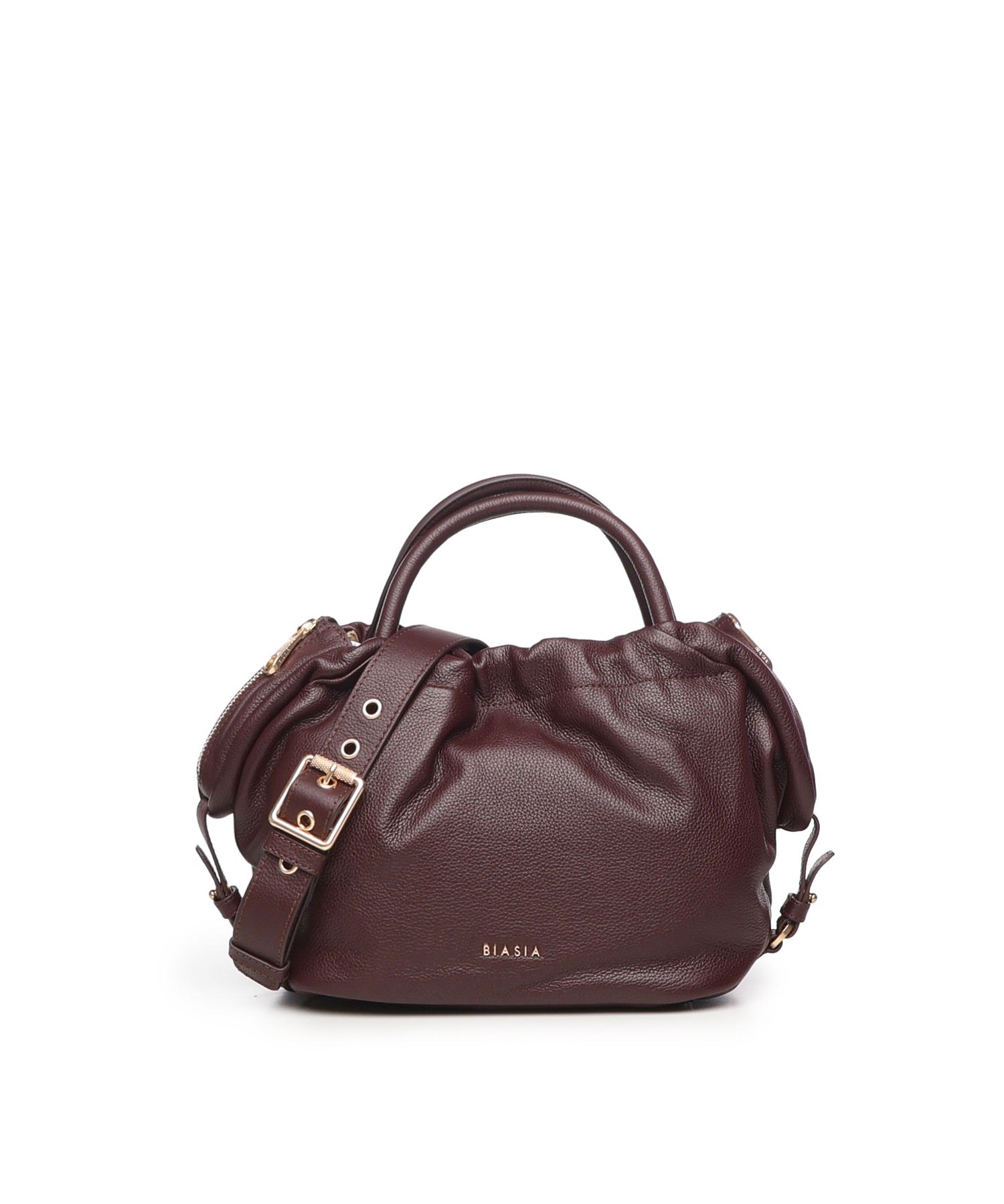 Borsa in pelle con logo<BR/> BIBP9E702 PRUGNA BIASIA 