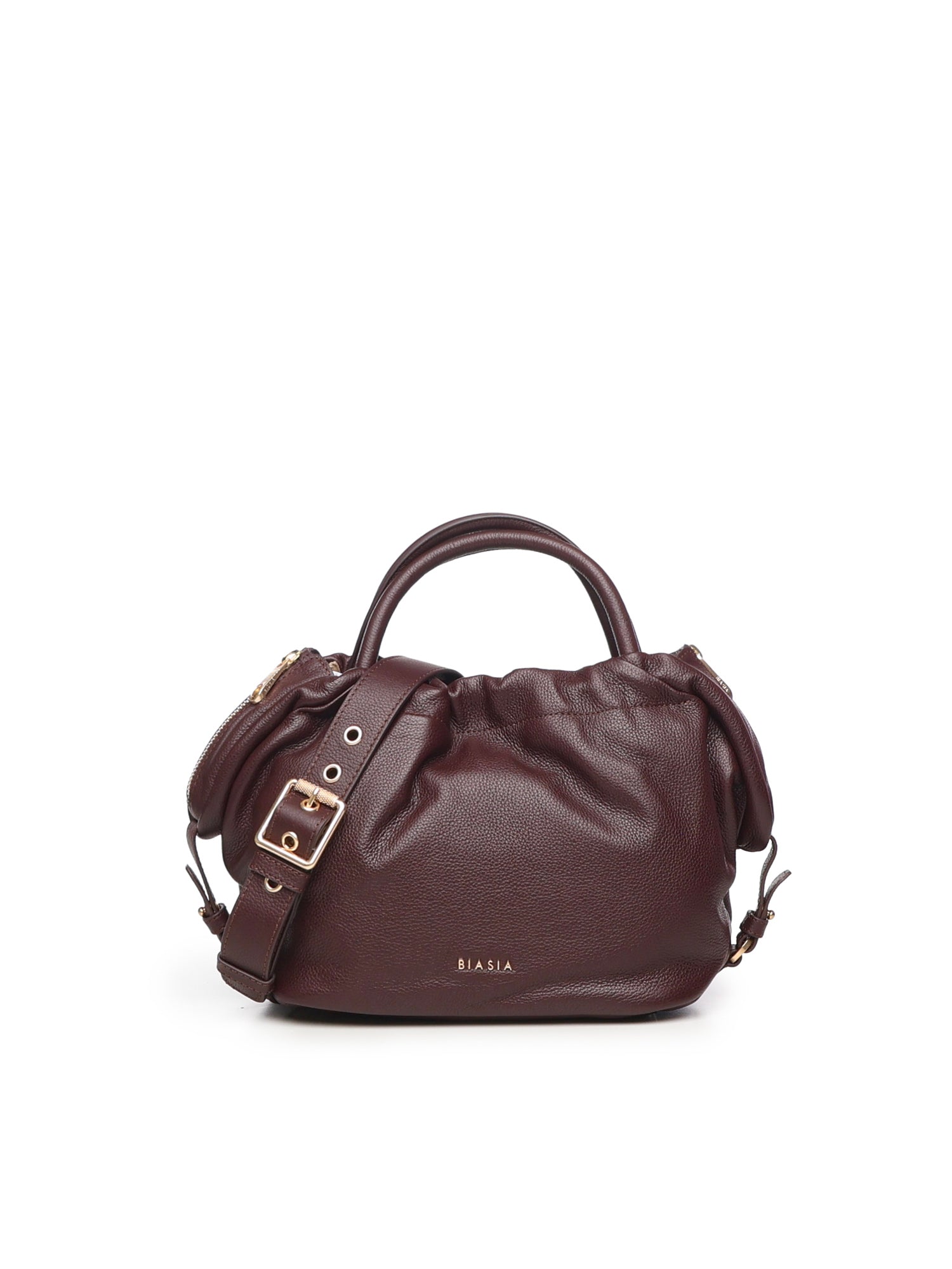 Borsa in pelle con logo<BR/> BIBP9E702 PRUGNA BIASIA 
