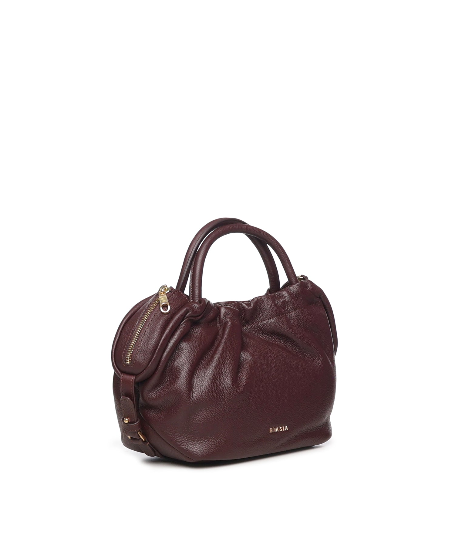 Borsa in pelle con logo<BR/> BIBP9E702 PRUGNA BIASIA 