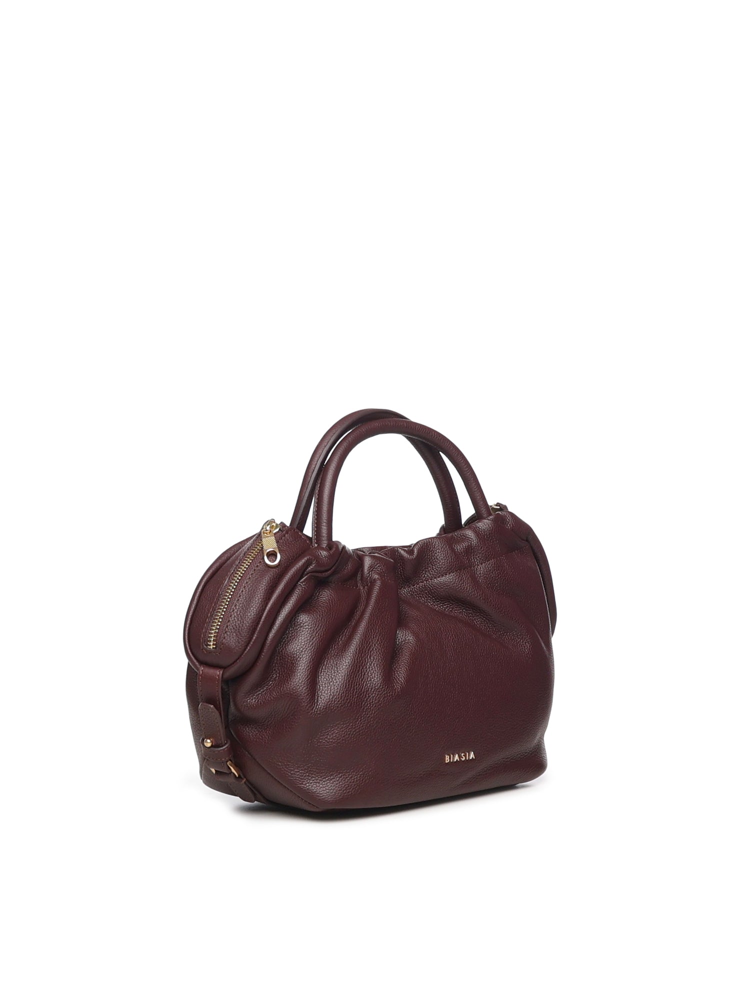 Borsa in pelle con logo<BR/> BIBP9E702 PRUGNA BIASIA 