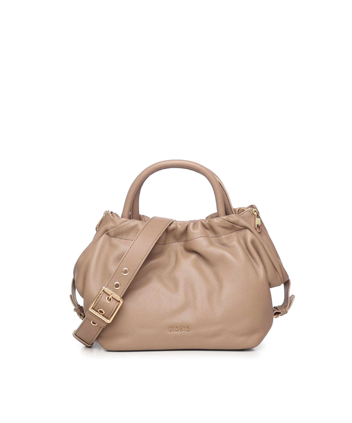Borsa in pelle con logo<BR/> BIBP9E702 TAUPE BIASIA 