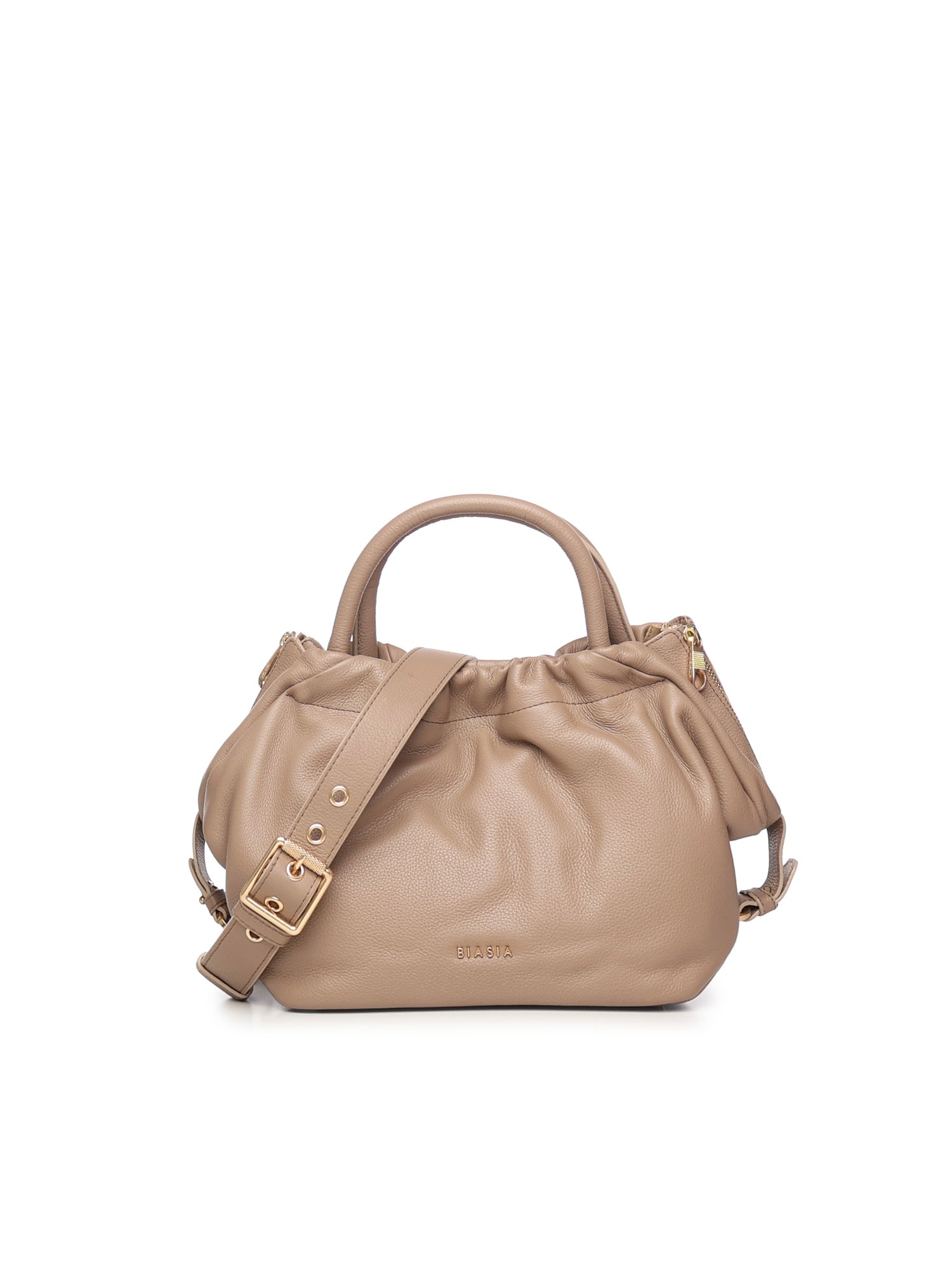 Borsa in pelle con logo<BR/> BIBP9E702 TAUPE BIASIA 