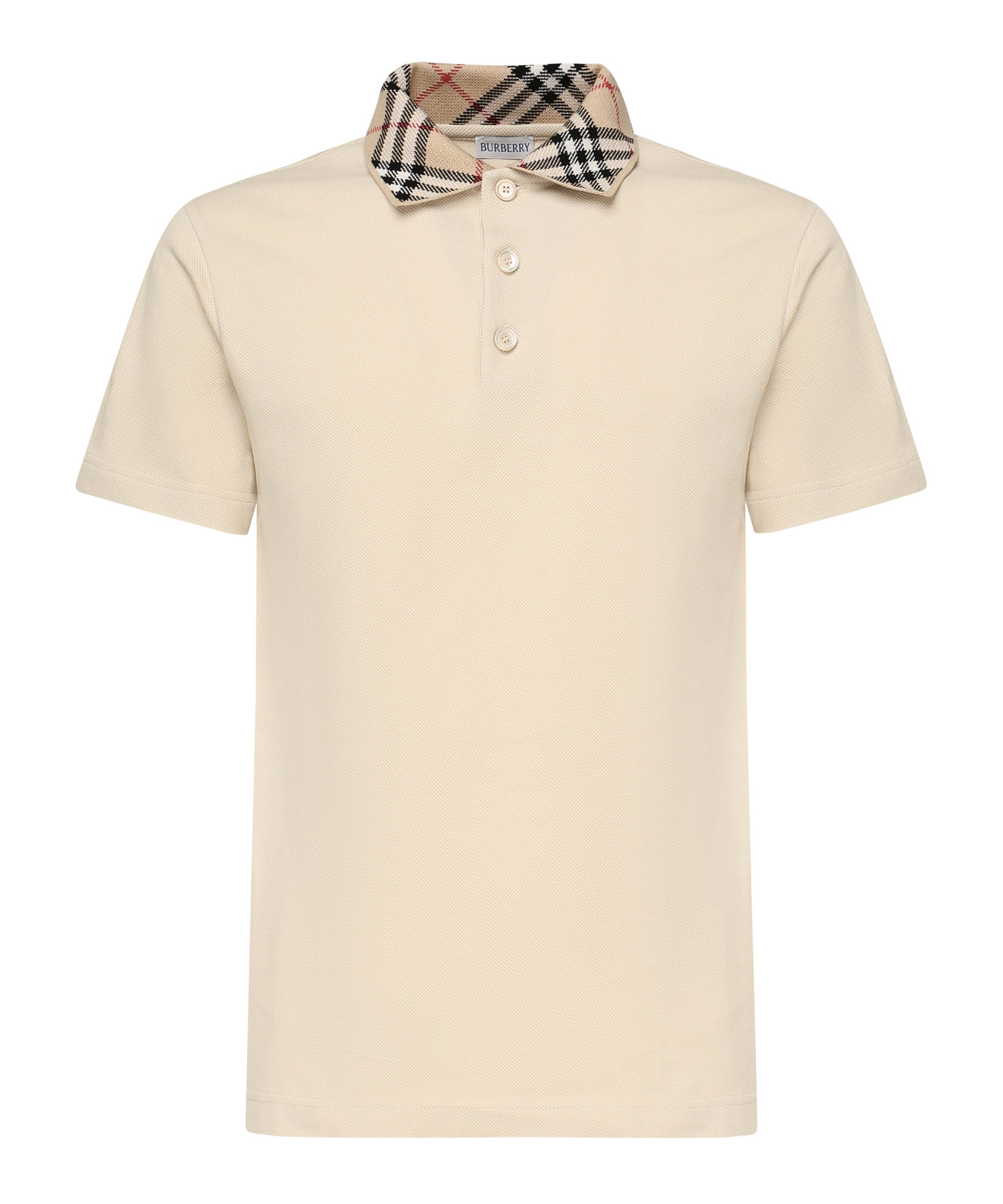 Polo in cotone con colletto Check 8103864 C1740 BURBERRY 