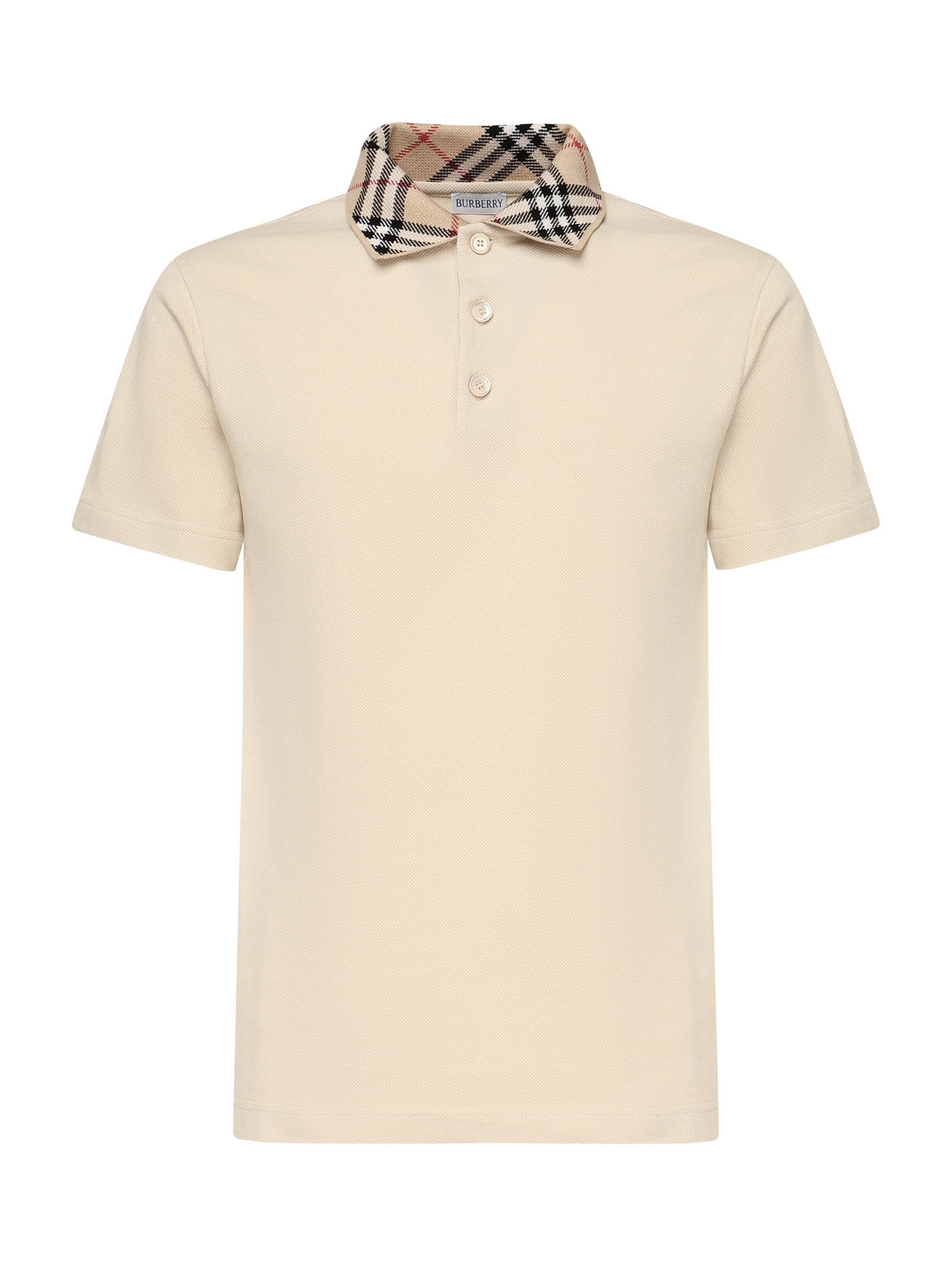 Polo in cotone con colletto Check 8103864 C1740 BURBERRY 