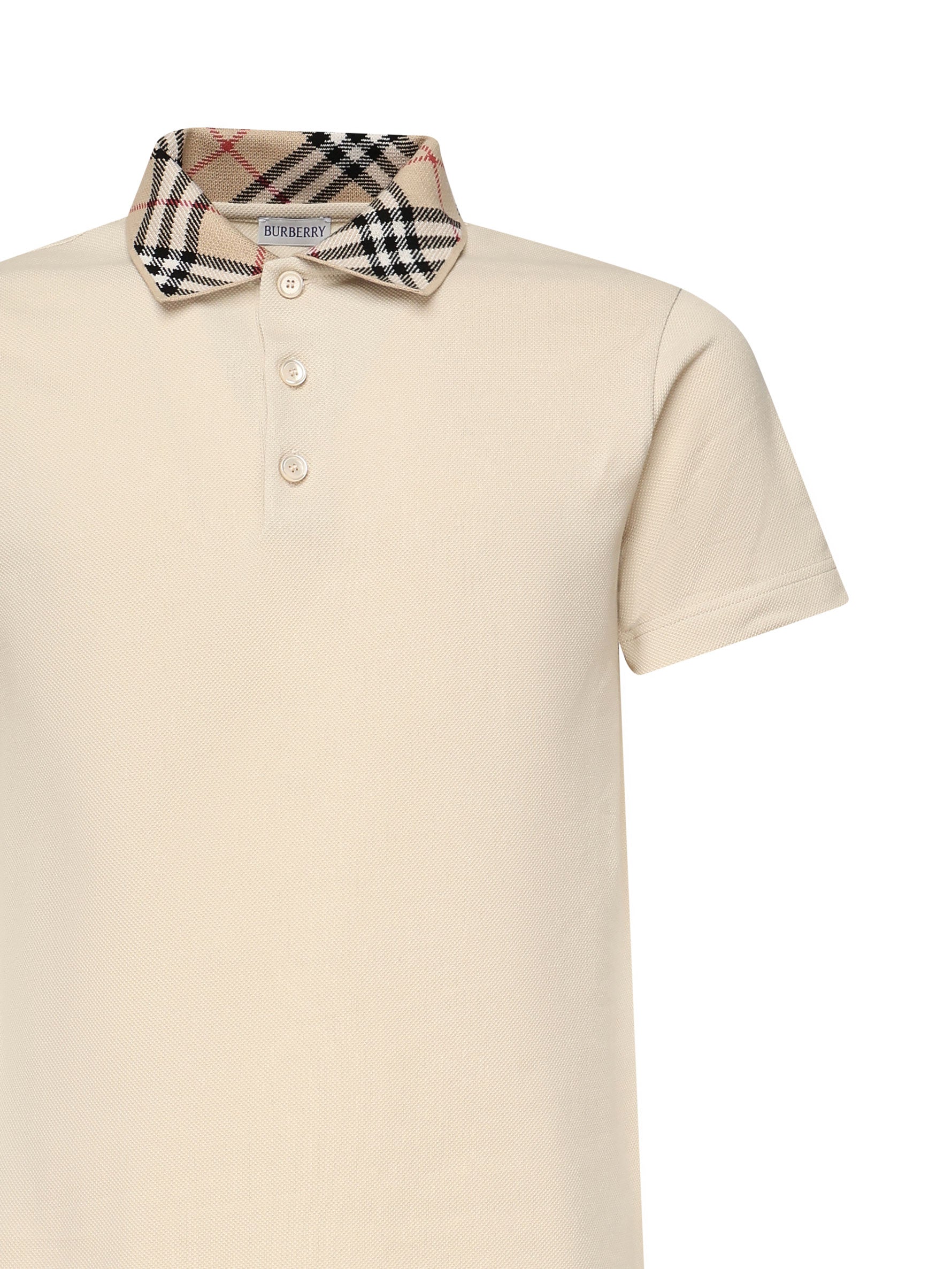 Polo in cotone con colletto Check 8103864 C1740 BURBERRY 