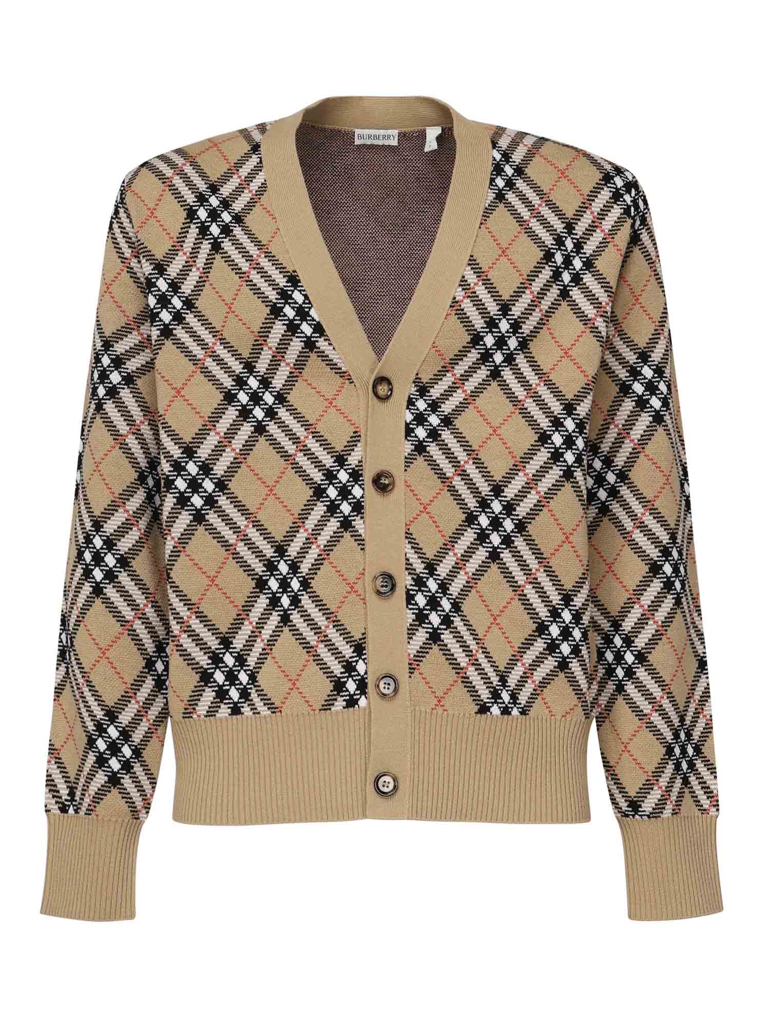 Cardigan in misto lana e mohair Check 8110629 B9368 BURBERRY 