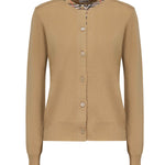 Cardigan in lana con finiture Check 8112164 B8626 BURBERRY 
