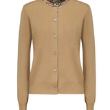 Cardigan in lana con finiture Check 8112164 B8626 BURBERRY 