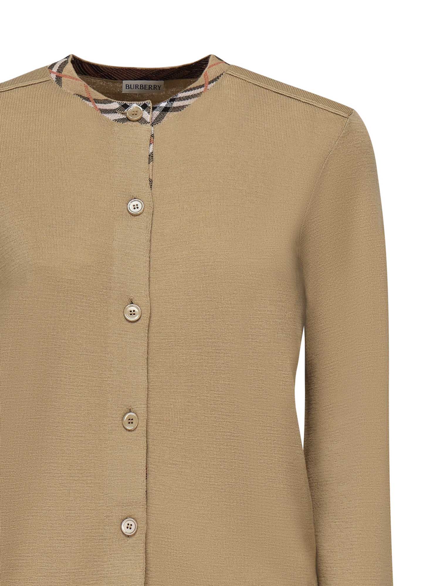 Cardigan in lana con finiture Check 8112164 B8626 BURBERRY 