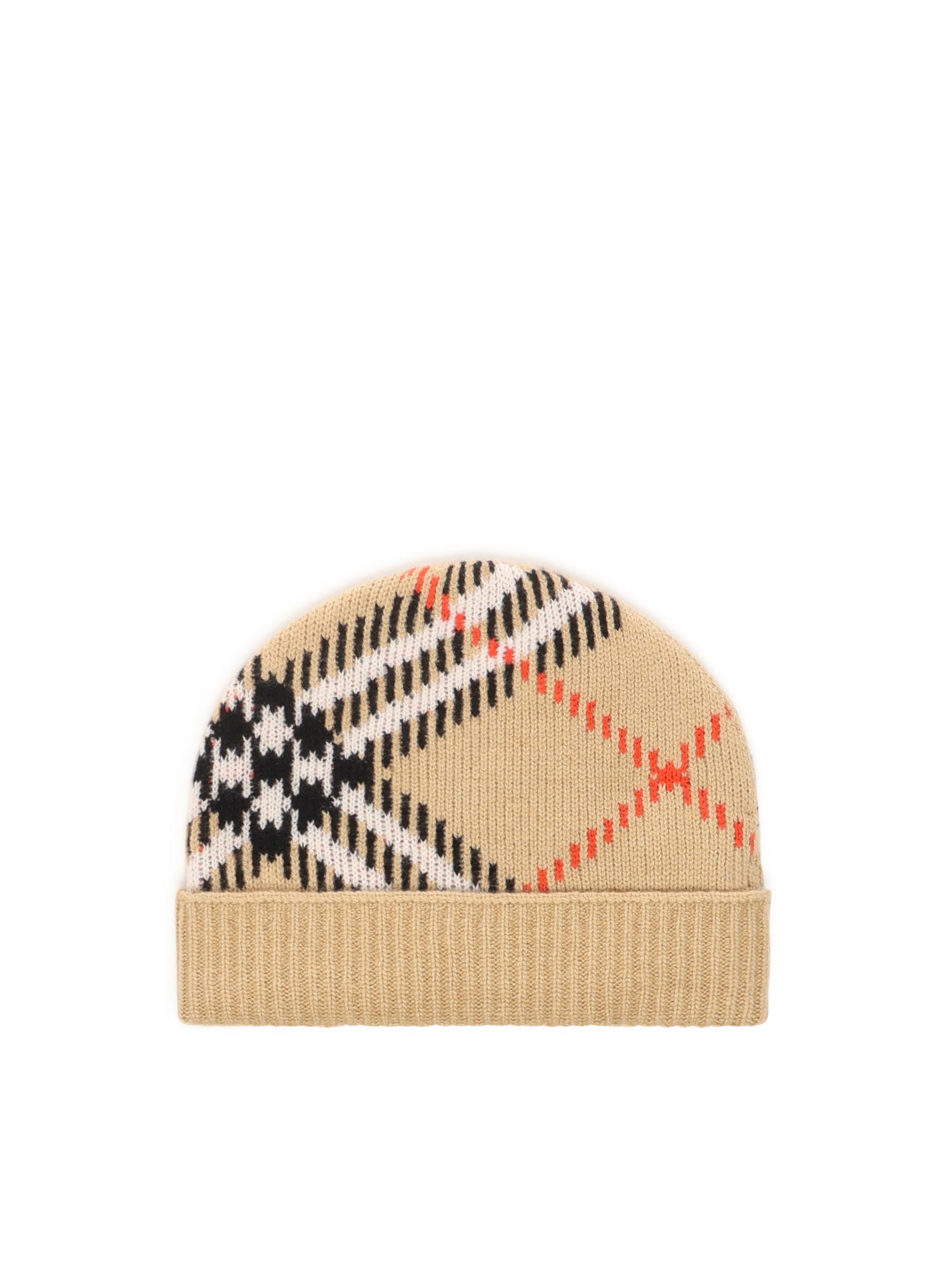 Cappello beanie in misto cashmere Check 8114768 A2021 BURBERRY 