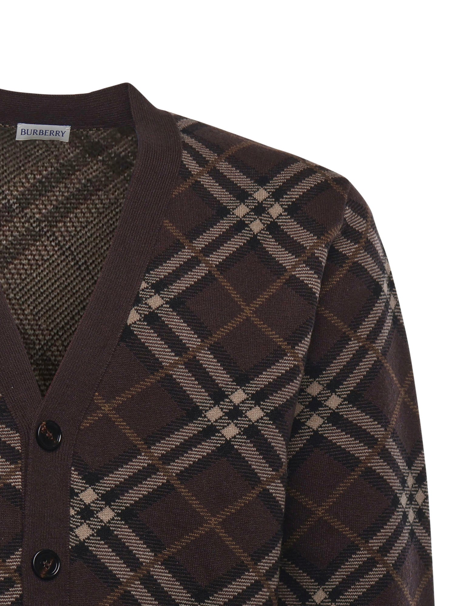 Cardigan in lana e cashmere Check 8115705 B2412 BURBERRY 