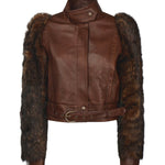 Giacca cropped in pelle CHC25ACV43206 28D CHLOÉ 