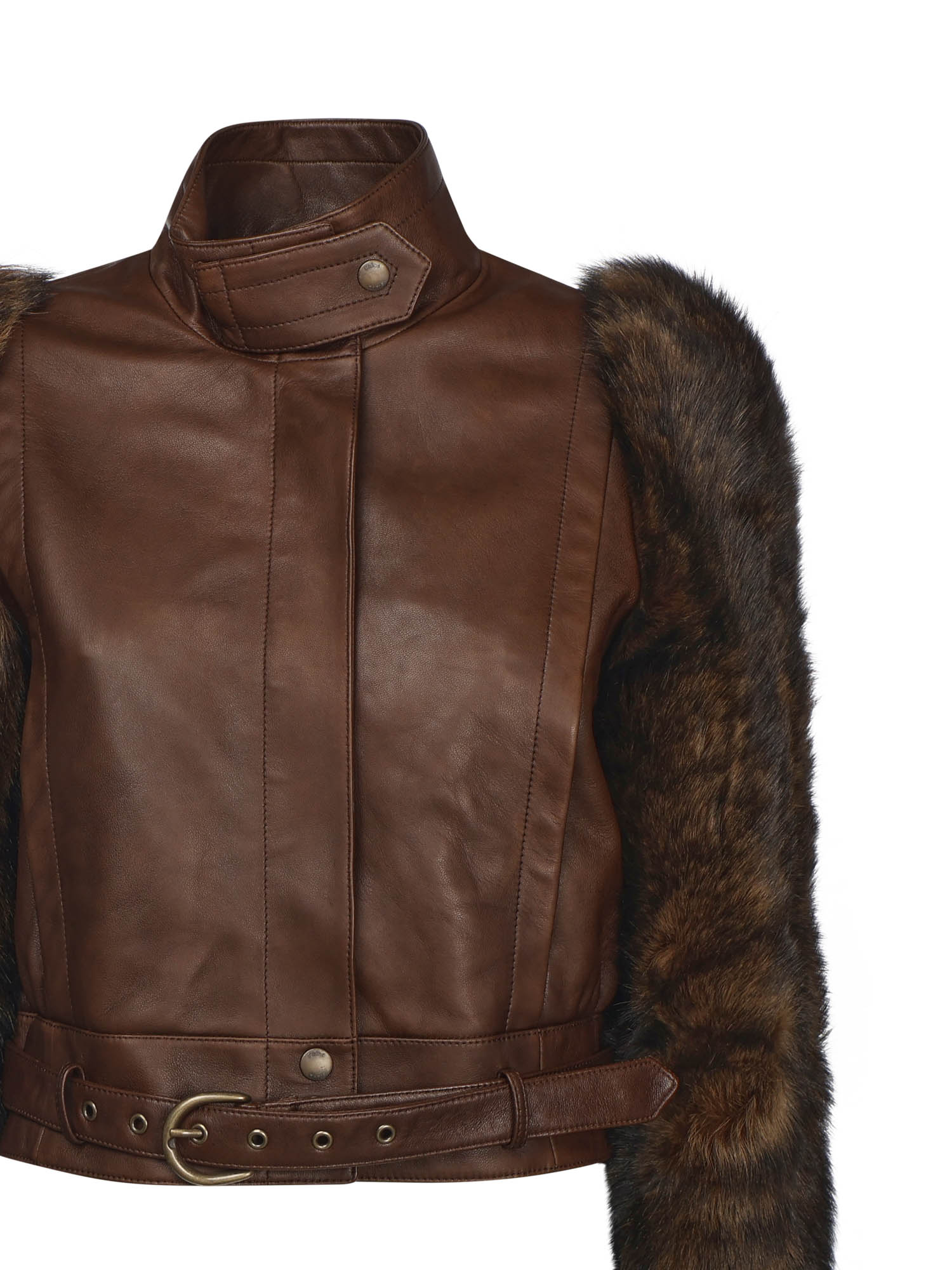Giacca cropped in pelle CHC25ACV43206 28D CHLOÉ 