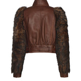 Giacca cropped in pelle CHC25ACV43206 28D CHLOÉ 