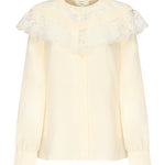 Blusa arricciata in seta e pizzo CHC25AHT56077 114 CHLOÉ 