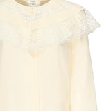 Blusa arricciata in seta e pizzo CHC25AHT56077 114 CHLOÉ 