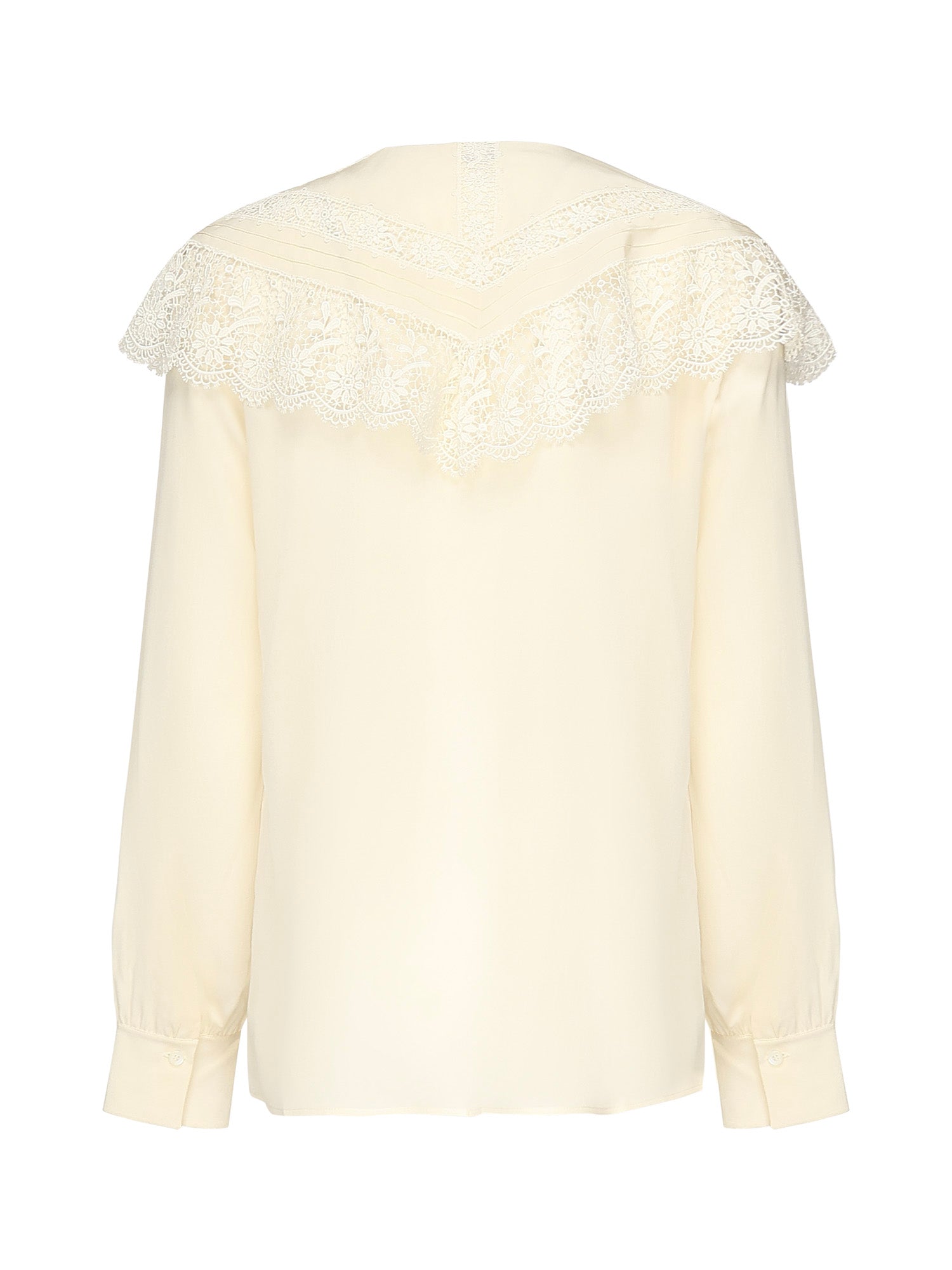 Blusa arricciata in seta e pizzo CHC25AHT56077 114 CHLOÉ 
