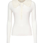 Polo in lana a coste con pizzo CHC25AHT58667 107 CHLOÉ 