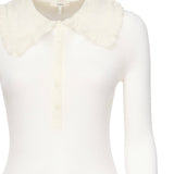 Polo in lana a coste con pizzo CHC25AHT58667 107 CHLOÉ 