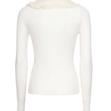 Polo in lana a coste con pizzo CHC25AHT58667 107 CHLOÉ 