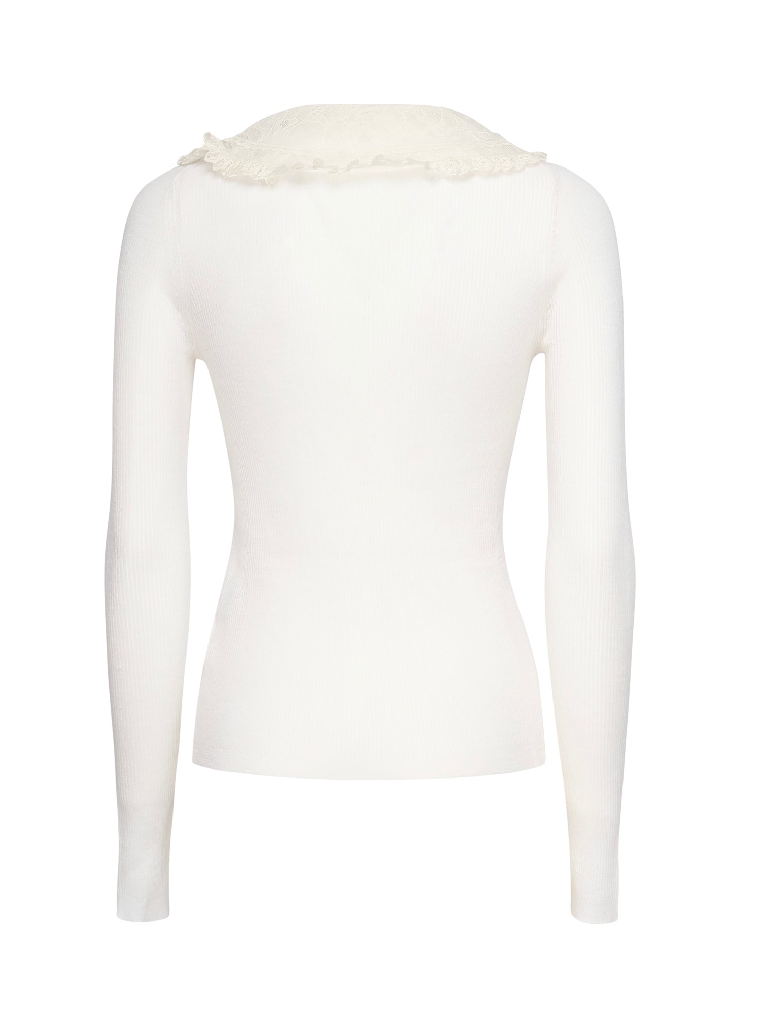 Polo in lana a coste con pizzo CHC25AHT58667 107 CHLOÉ 