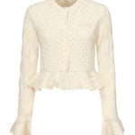 Cardigan cropped con logo e volant CHC25AMC01590 107 CHLOÉ 