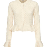 Cardigan cropped con logo e volant CHC25AMC01590 107 CHLOÉ 