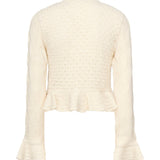 Cardigan cropped con logo e volant CHC25AMC01590 107 CHLOÉ 
