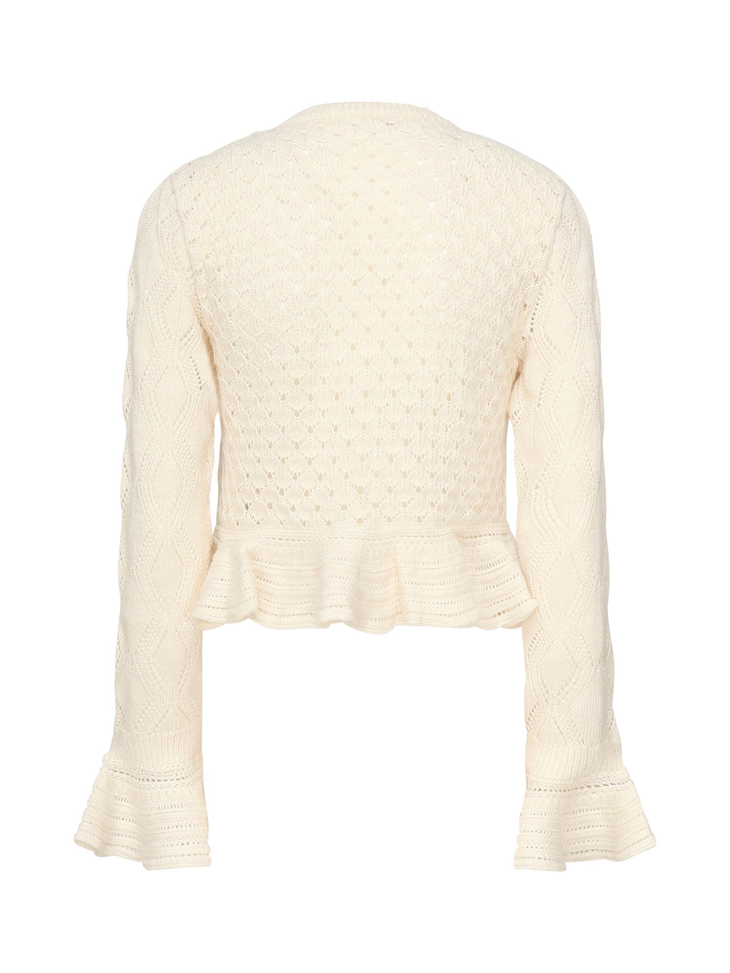 Cardigan cropped con logo e volant CHC25AMC01590 107 CHLOÉ 