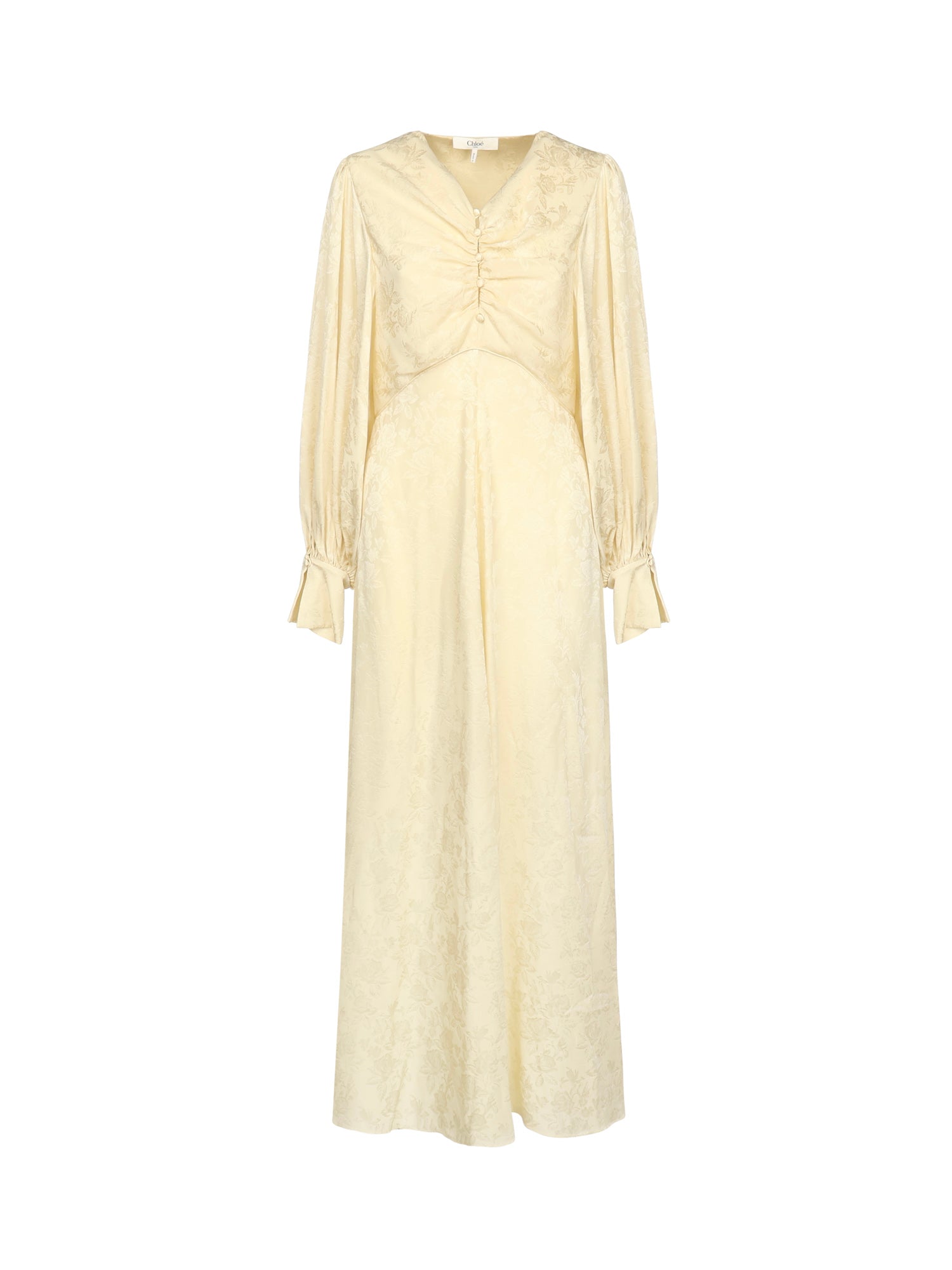 Abito lungo increspato in jacquard di seta CHC25ARO31115 753 CHLOÉ 
