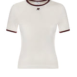 T-shirt in cotone 125JTS0117JS0203 HERITAGEWHITE/BORDEAUX COURREGES 