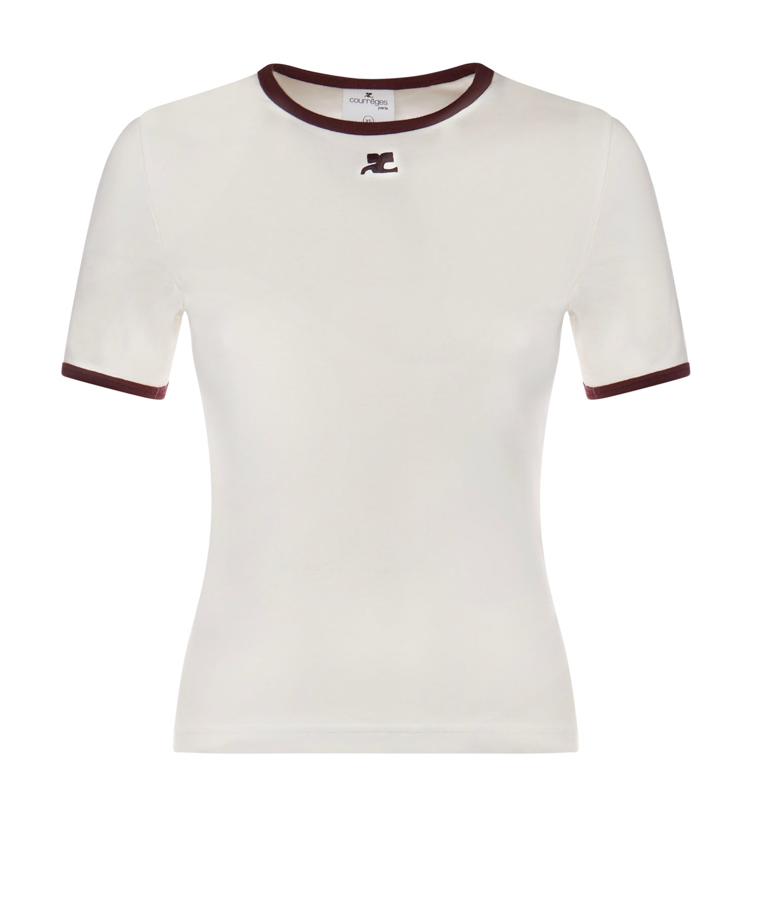 T-shirt in cotone 125JTS0117JS0203 HERITAGEWHITE/BORDEAUX COURREGES 